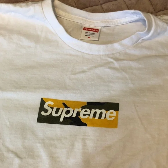 Supreme White Tee with Yellow Logo
